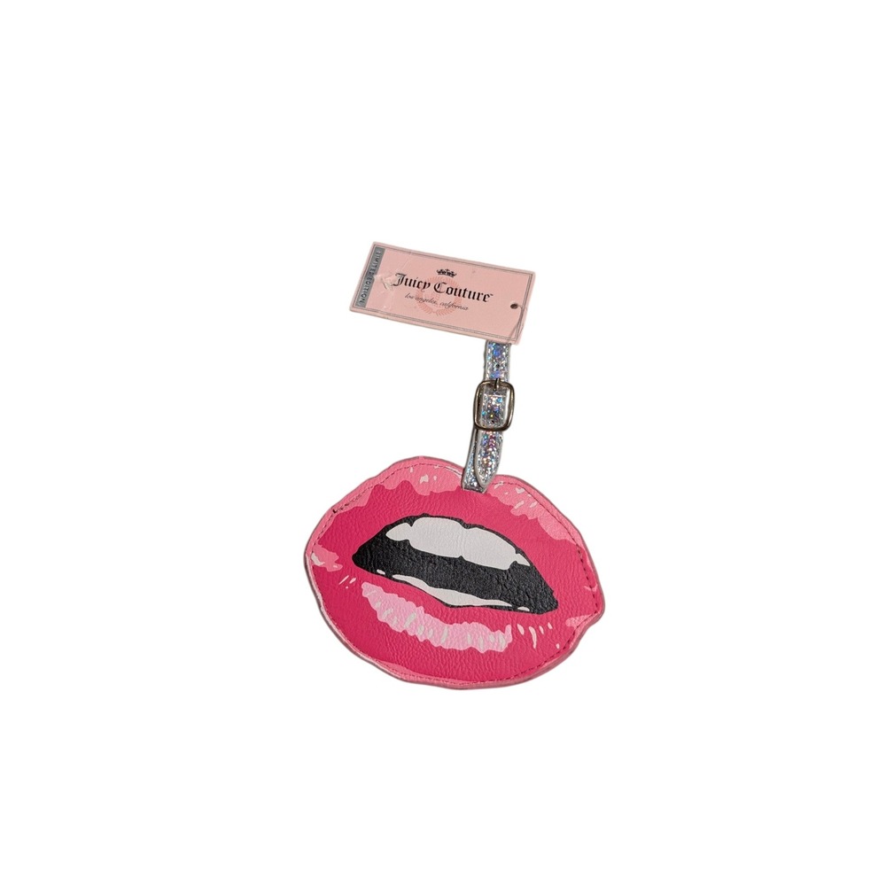 Juicy Couture Pink Lips Luggage Tag Limited‎ Edition Glitter Strap  New